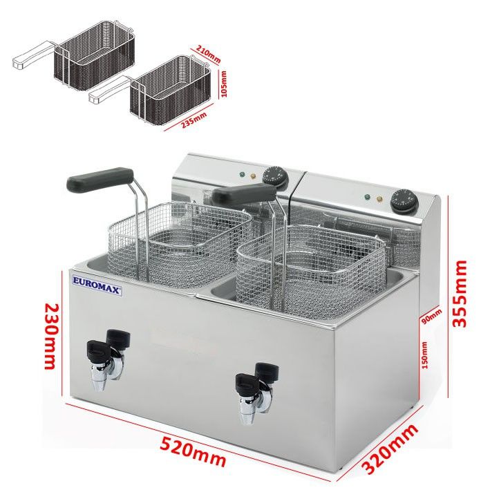 Euromax elektrische dubbele Eco friteuse, 10370CK