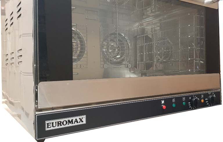 Turbo heteluchtoven 60x40cm 380V, 2 autorev. ventilatoren, vochtinj.