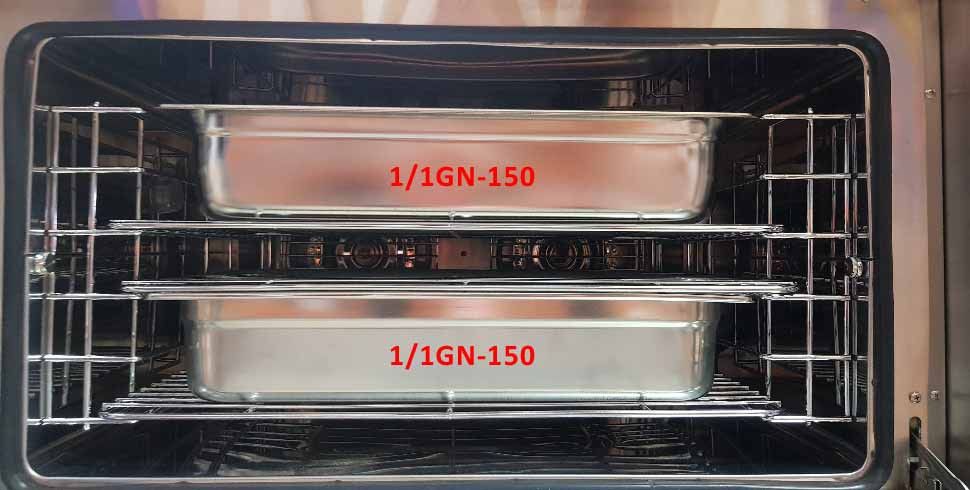 Turbo heteluchtoven 60x40cm 380V, 2 autorev. ventilatoren, vochtinj.