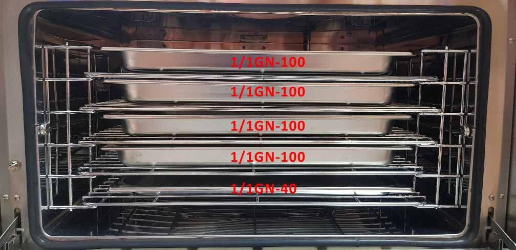 Turbo heteluchtoven 60x40cm 380V, 2 autorev. ventilatoren, vochtinj.