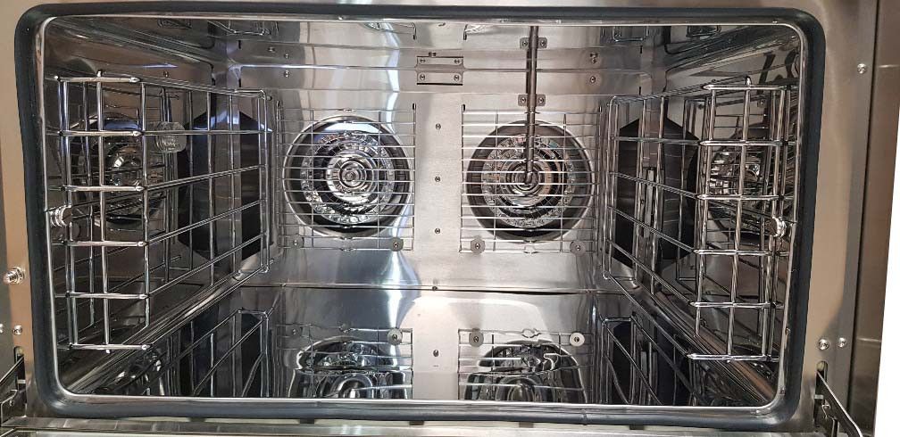 Turbo heteluchtoven 60x40cm 230V, 2 autorev. ventilatoren, vochtinj.