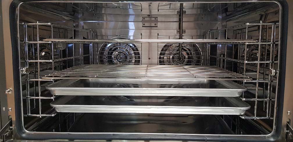Turbo heteluchtoven 60x40cm 230V, 2 autorev. ventilatoren, vochtinj.