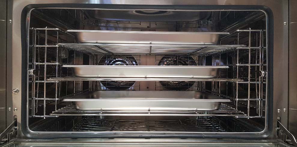Turbo heteluchtoven 60x40cm 230V, 2 autorev. ventilatoren, vochtinj.