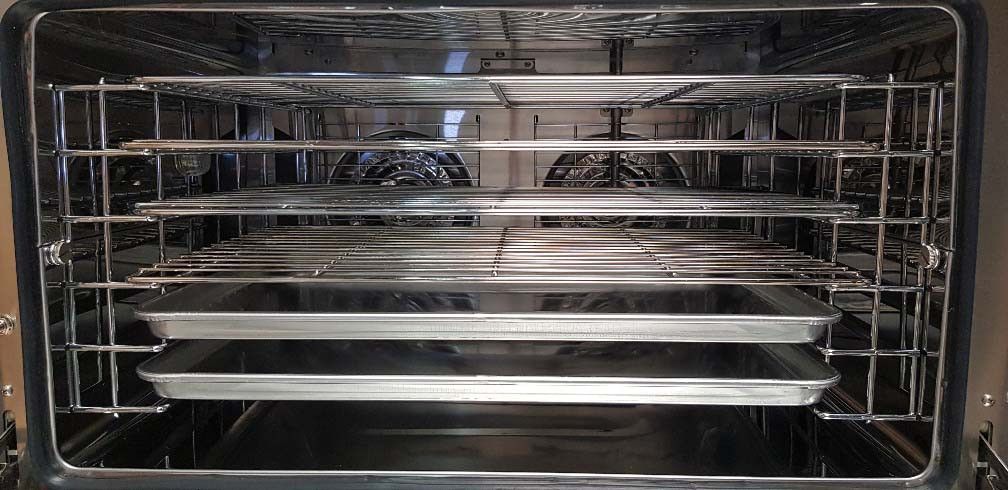 Turbo heteluchtoven 60x40cm 230V, 2 autorev. ventilatoren, vochtinj.