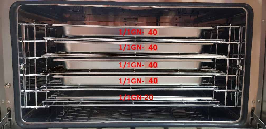 Turbo heteluchtoven 60x40cm 230V, 2 autorev. ventilatoren, vochtinj.