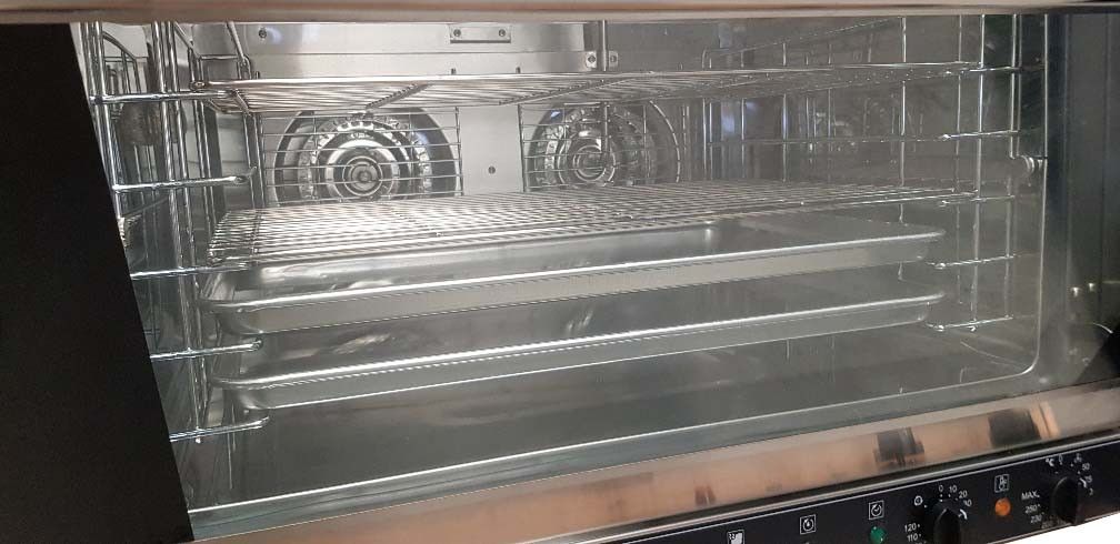 Turbo heteluchtoven 60x40cm 230V, 2 autorev. ventilatoren, vochtinj.